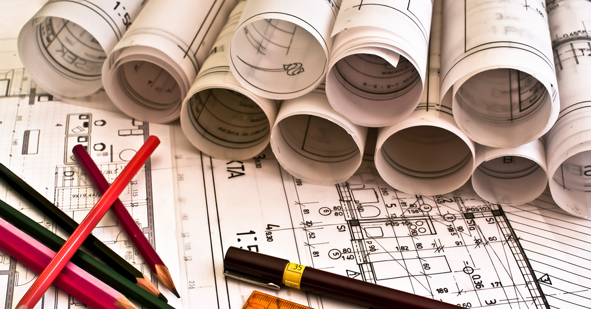 stack of blueprints