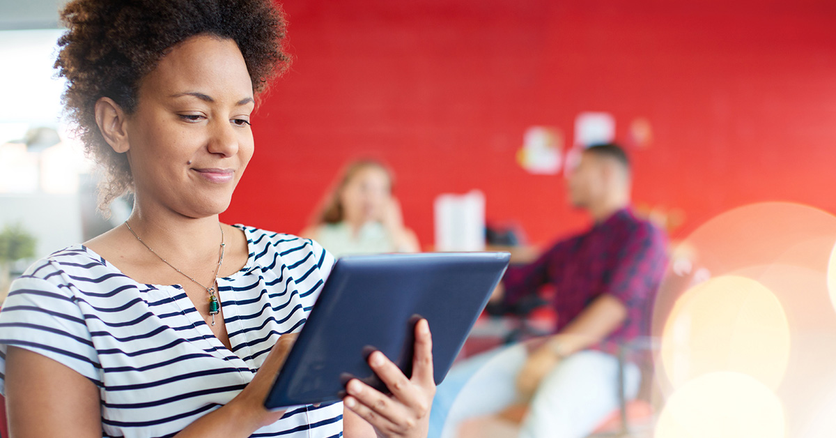 woman on tablet