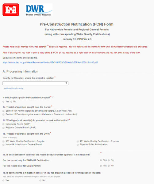 ncdeq online application for water permits