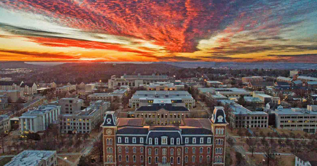 the city of fayetteville, north carolina at sunset
