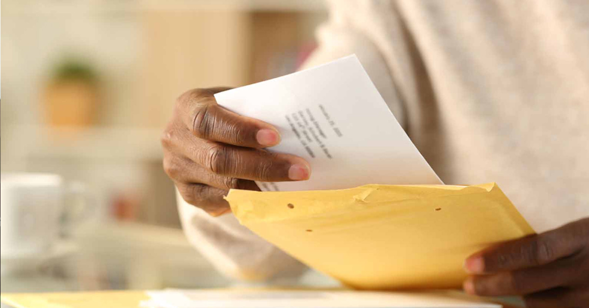 paper in an envelope
