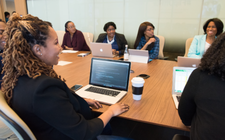 Business woman at a conference table