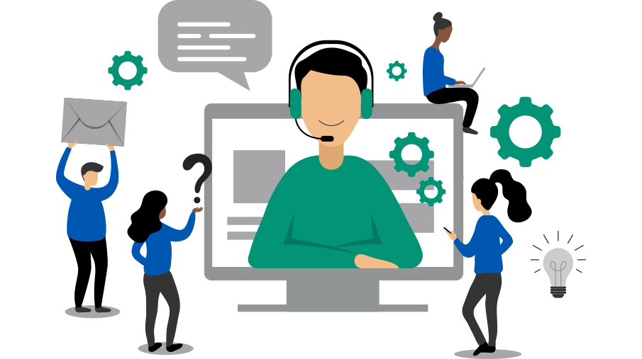 graphic depicting technical support team illustration