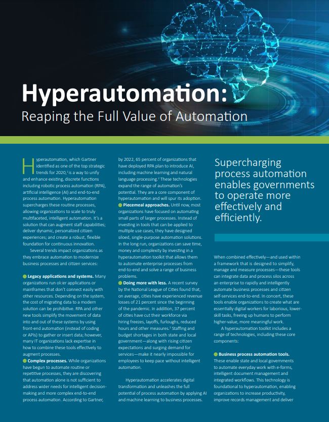 screenshot of the first page of the hyperautomation white paper