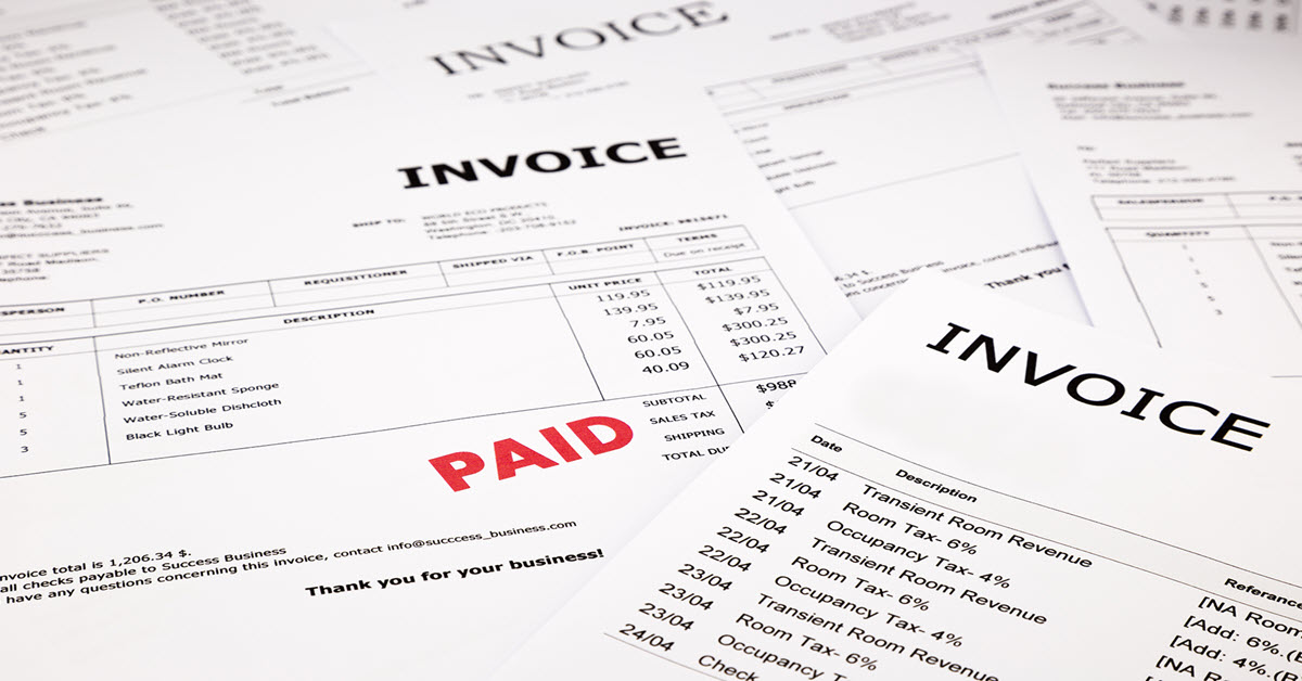 scattered image of invoices