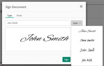 screenshot of Laserfiche Forms signature window