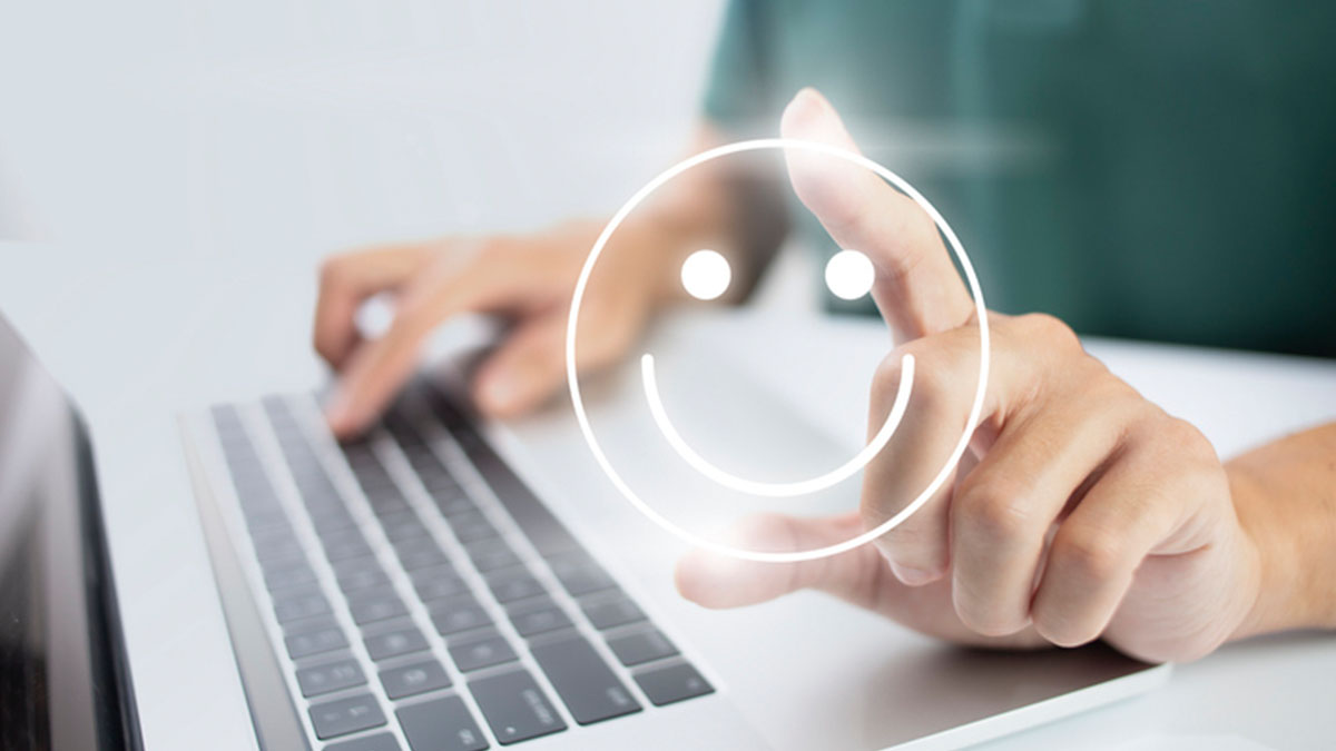 satisfaction rating with the smiley face icon