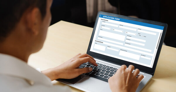 online application form on laptop