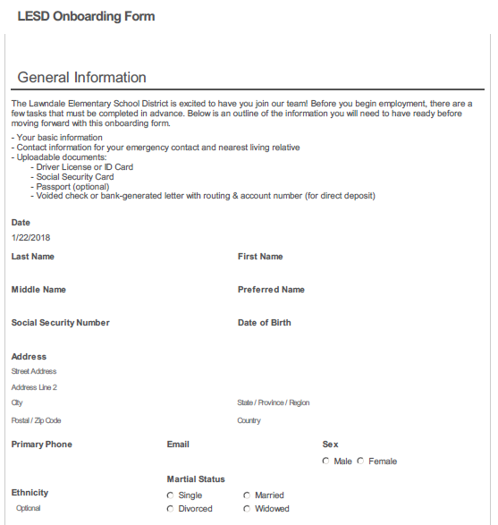 Laserfiche form for new employees