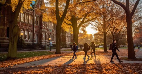 university campus in the fall
