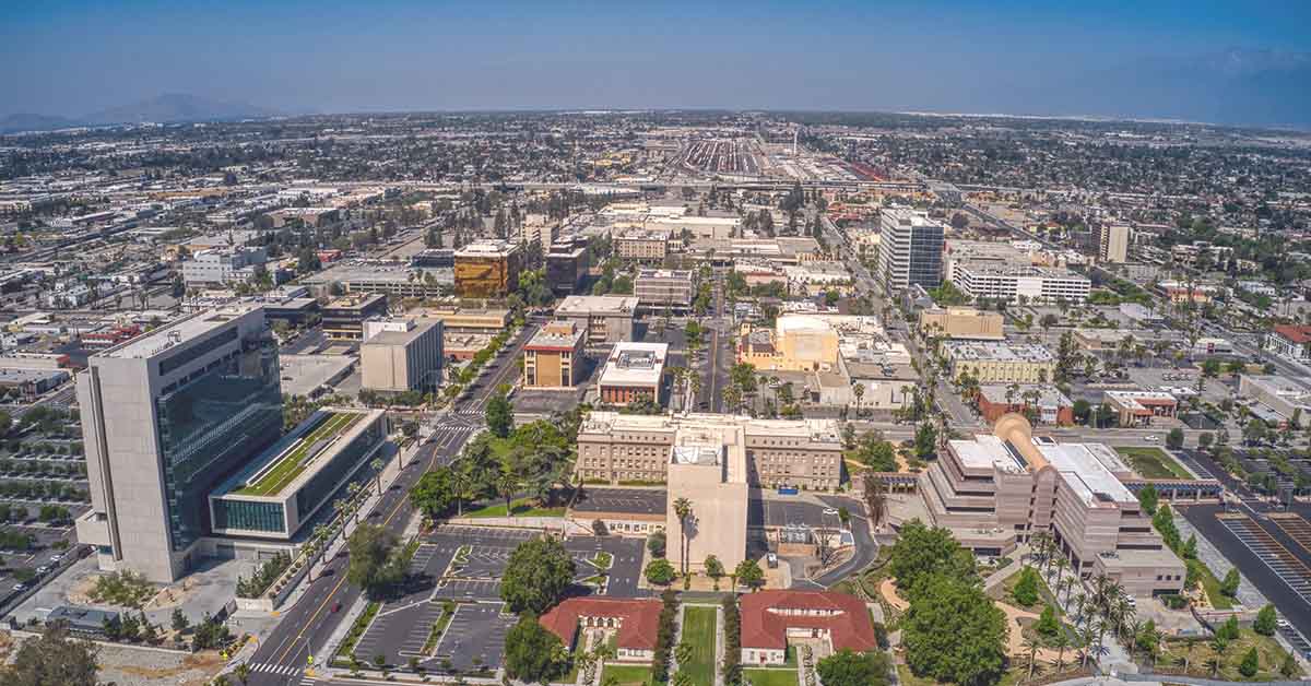Aerial View of the Skyline of San Bernardino, California