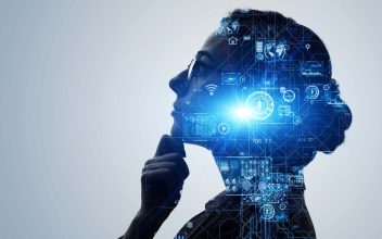 woman deep thinking about artificial intelligence