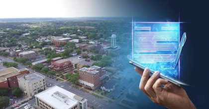 Photo of Albany, GA with digital signature concept