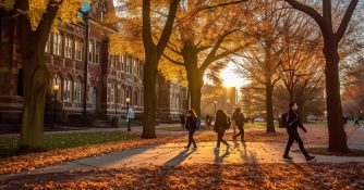 university campus in the fall